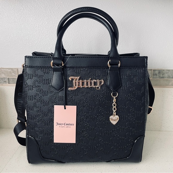 Juicy Couture Handbags - NEW Juicy Couture GP Black Heartless Tote Satchel with Rhinestone